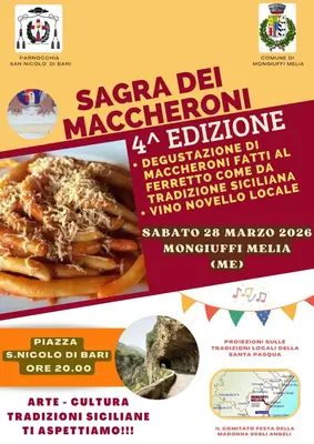 Sagra dei Maccheroni 2026 a Mongiuffi Melia: una celebrazione della tradizione