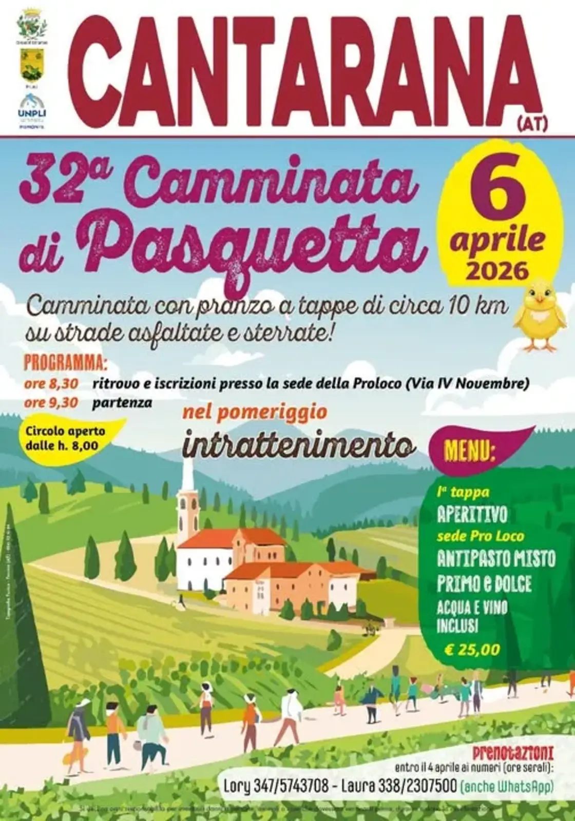 32ª Camminata di Pasquetta a Cantarana: natura, sport e gastronomia 32ª Camminata di Pasquetta a Cantarana: natura, sport e gastronomia