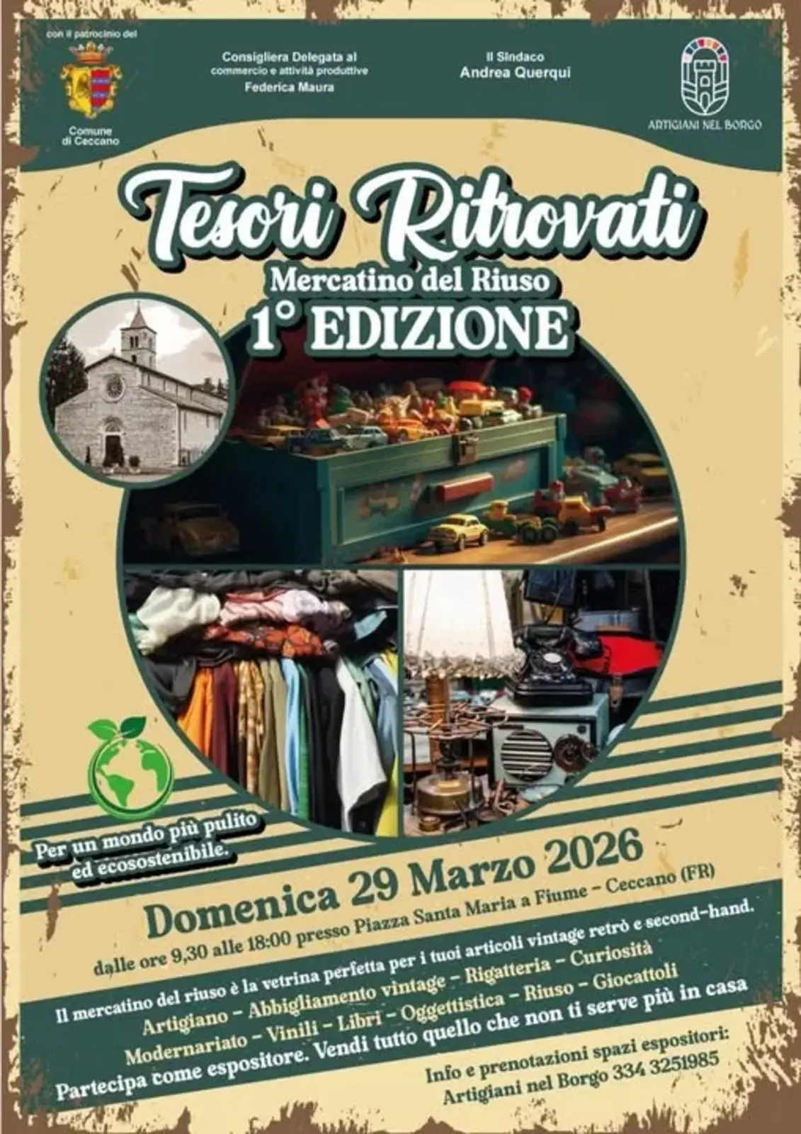 Mercatino del riuso a Ceccano: sostenibilita e vintage il 29 marzo Mercatino del riuso a Ceccano: sostenibilita e vintage il 29 marzo
