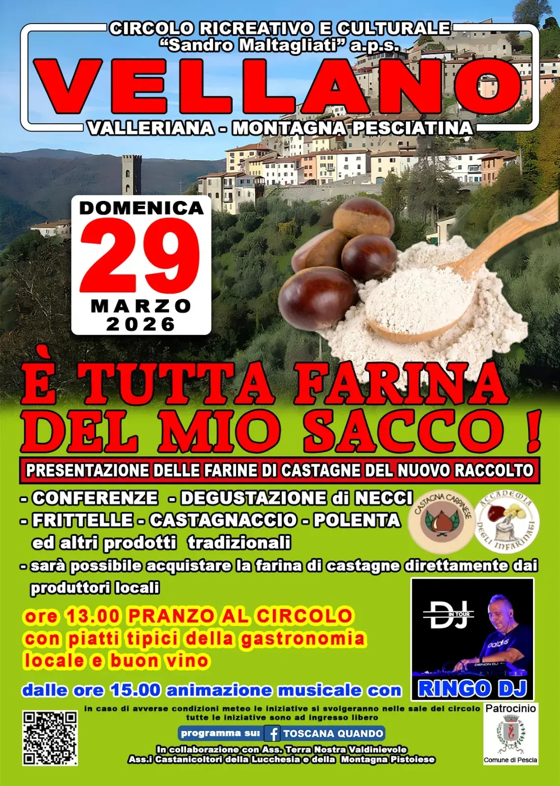 Vellano celebra la castagna con l'evento È tutta farina del mio sacco Vellano celebra la castagna con l'evento È tutta farina del mio sacco
